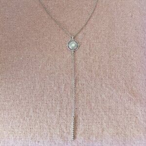 Lucky Brand Silver Tone Chain Lariat Necklace